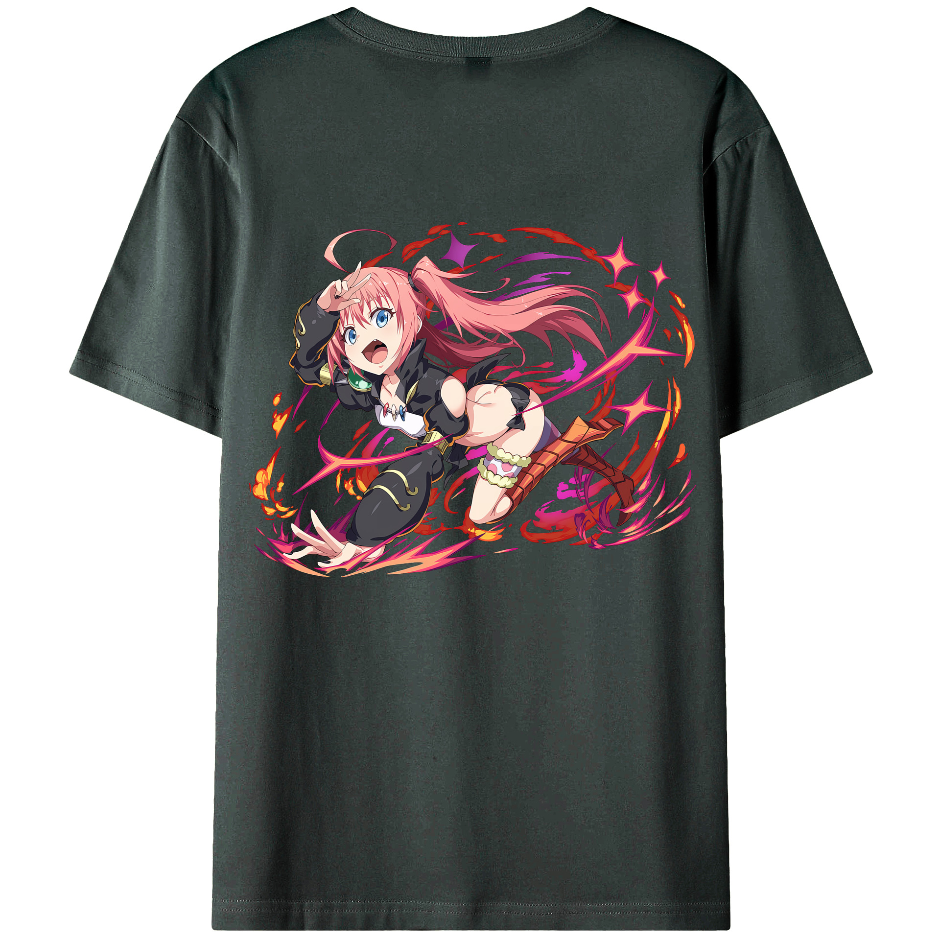 （画像用） 転スラ Regarding Reincarnated to Slime 綿100％ メンズ半袖Tシャツ（バックプリント） 通気性